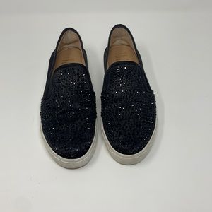 INC black sparkle slip on sneakers